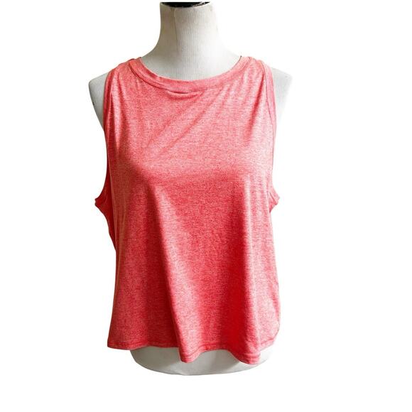 Athleta Workout Tank Plus Size 1X Heathered Orange Heathered Cropped Scoop Neck - Picture 1 of 7